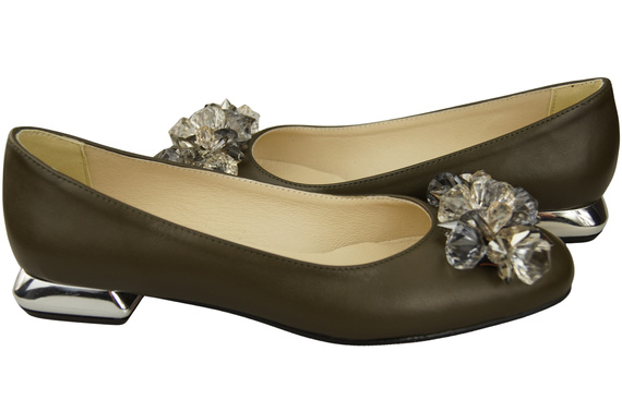 Women's Pumps with Crystals Flat Natural Leather 216 ElitaBut