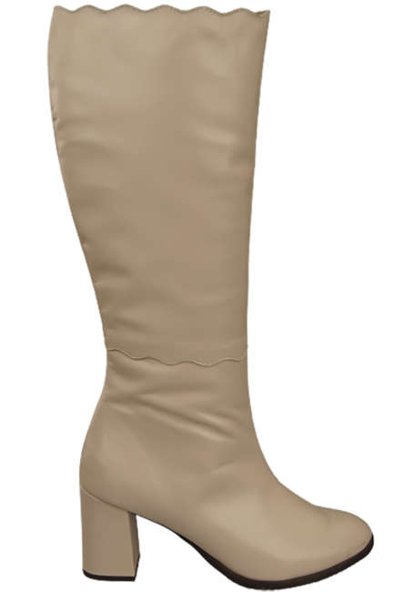 Obuwie Kozaki  Damskie Cappuccino Jasne Klasyczne skóra naturalna 176 ElitaBut