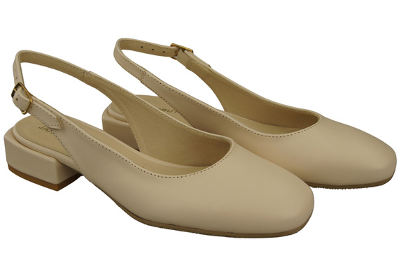 Obuwie Damskie Sandały Beżowe Płaski Obcas Skóra naturalna 206 ElitaBut