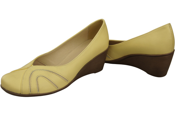 Women's Black Natural Leather Wedge Pumps 828 ElitaBut