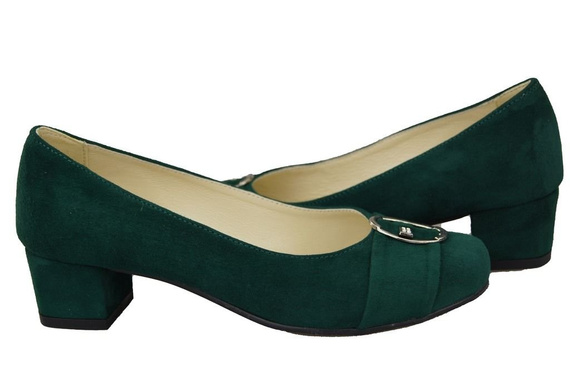Obuwie Damskie Czółenka Malachitowy Skóra Naturalna Zamszowa 135 ElitaBut