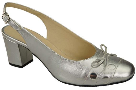 Obuwie Damskie Sandały Srebrne Skóra Naturalna 167 ElitaBut