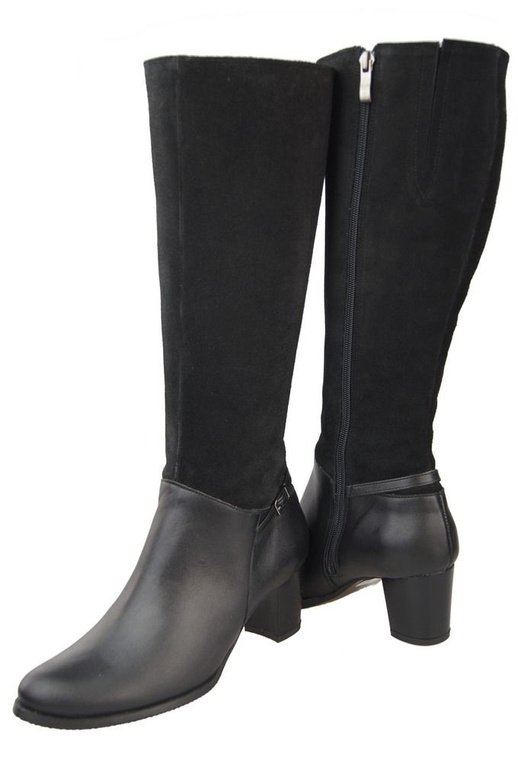 Obuwie Kozaki Damskie skóra naturalna 101 Czarne ElitaBut