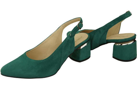 Sandały Damskie z Naturalnej Skóry Zamszowej Malachitowe Elegancja i Komfort 196 Z ElitaBut