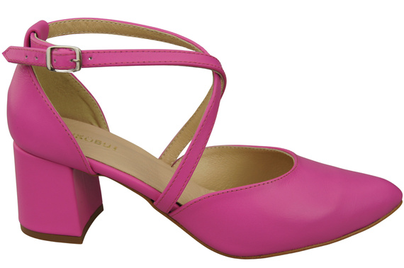 Elegant Leather Sandals with Open Sides on a Stable Heel 218 ElitaBut