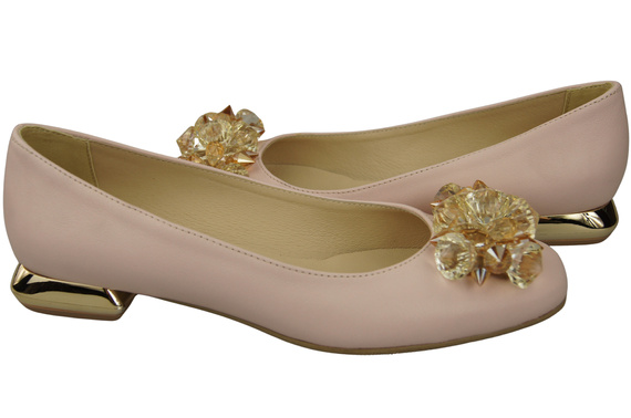Women's Pumps with Crystals Flat Natural Leather 216 ElitaBut