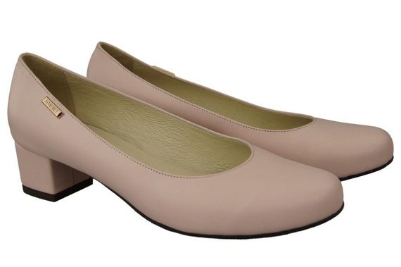 Obuwie Damskie Czółenka Skóra naturalna 116 Róż Pudrowy ElitaBut