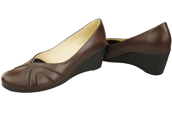 Women's Black Natural Leather Wedge Pumps 828 ElitaBut