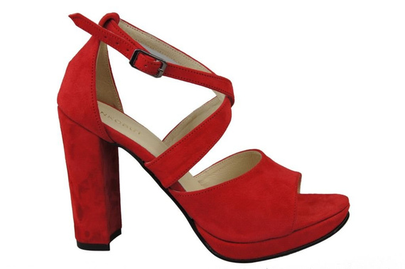 Obuwie Damskie Sandały Czerwone skóra naturalna Zamszowa 114 ElitaBut