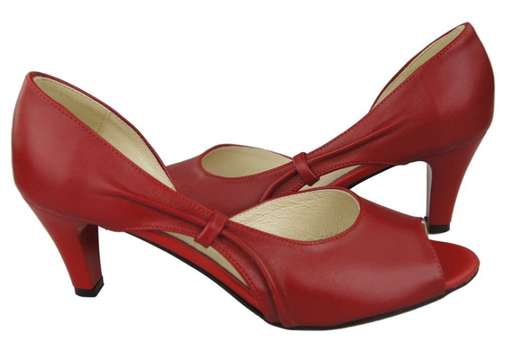 Obuwie Damskie Sandały Czerwone Skóra Naturalna 566 ElitaBut