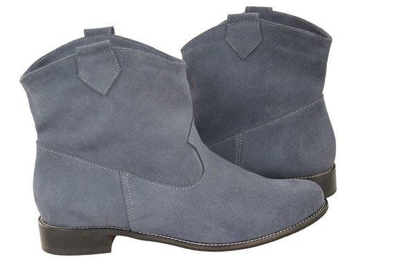 Obuwie Botki Damskie Grafitowe Wiosna / Jesień skóra naturalna welurowa 132 L ElitaBut