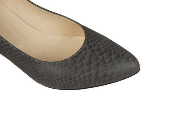 Obuwie Damskie Czółenka skóra naturalna motyw łuski Popielate 927 ElitaBut