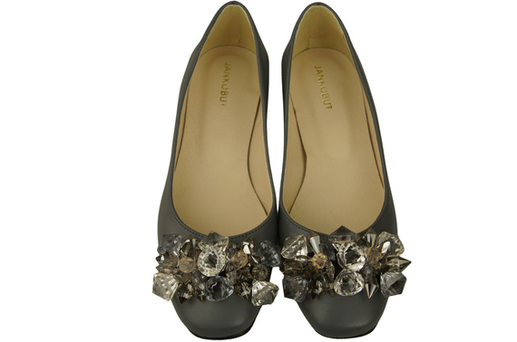 Women's Pumps with Crystals Flat Natural Leather 216 ElitaBut