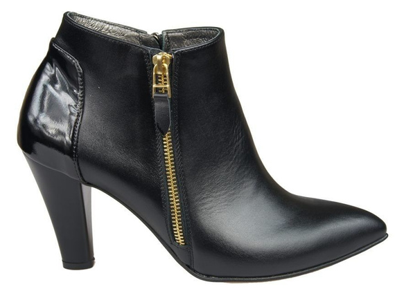 Obuwie Damskie Botki Czarne Ocieplane skóra naturalna 866 Z ElitaBut