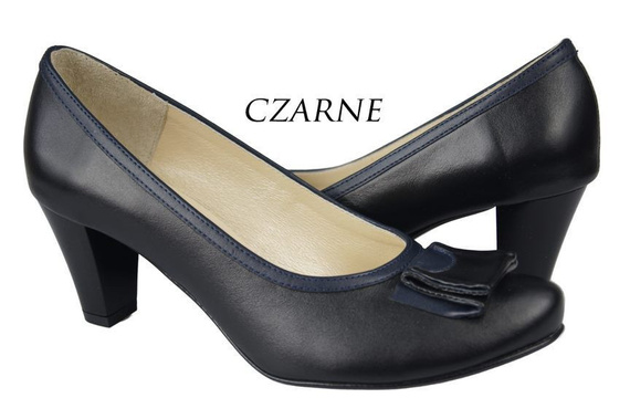 Obuwie Damskie Czółenka skóra naturalna Czarne 824 ElitaBut