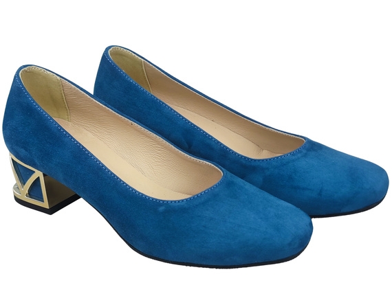 Comfortable Women's Shoes Pumps with Decorative Heel Natural Suede Leather 219 From ElitaBut
