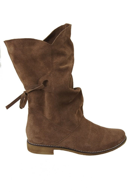 Obuwie Botki Damskie Wiosna / Jesień skóra naturalna welurowa Orzechowe 999 L ElitaBut