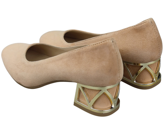 Comfortable Women's Shoes Pumps with Decorative Heel Natural Suede Leather 219 From ElitaBut