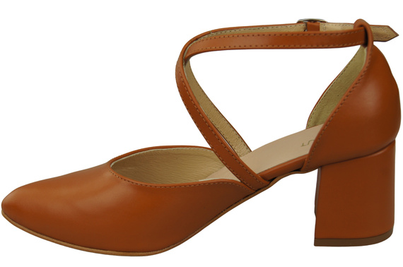 Elegant Leather Sandals with Open Sides on a Stable Heel 218 ElitaBut