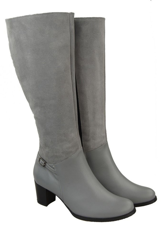 Obuwie Kozaki Damskie skóra naturalna 101 Popiel ElitaBut