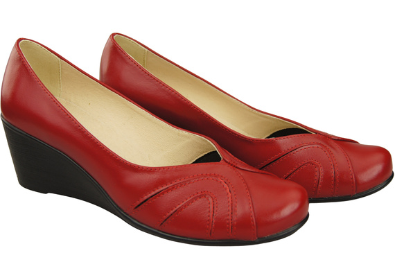 Women's Black Natural Leather Wedge Pumps 828 ElitaBut