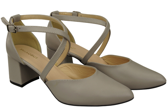 Elegant Leather Sandals with Open Sides on a Stable Heel 218 ElitaBut