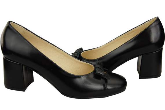Women's Pumps with a Bow, Natural Leather and Low Heel 203 ElitaBut