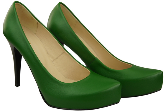 Obuwie Damskie Zielone Czółenka Szpilki skóra naturalna 205 ElitaBut