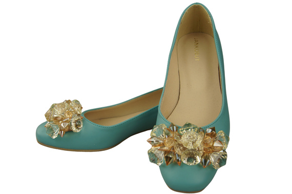 Women's Pumps with Crystals Flat Natural Leather 216 ElitaBut