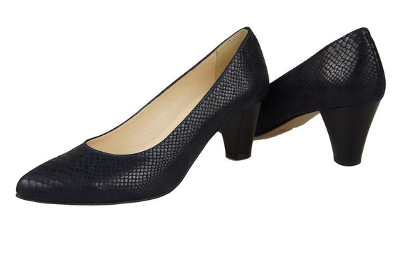 Obuwie Damskie Czółenka skóra naturalna motyw łuski Granatowe 927 ElitaBut