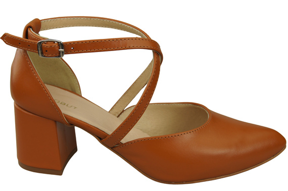 Elegant Leather Sandals with Open Sides on a Stable Heel 218 ElitaBut