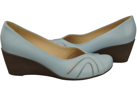 Women's Black Natural Leather Wedge Pumps 828 ElitaBut