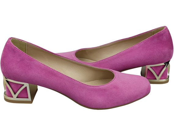 Comfortable Women's Shoes Pumps with Decorative Heel Natural Suede Leather 219 From ElitaBut