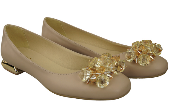 Women's Pumps with Crystals Flat Natural Leather 216 ElitaBut