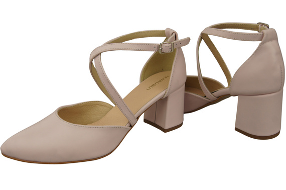 Elegant Leather Sandals with Open Sides on a Stable Heel 218 ElitaBut