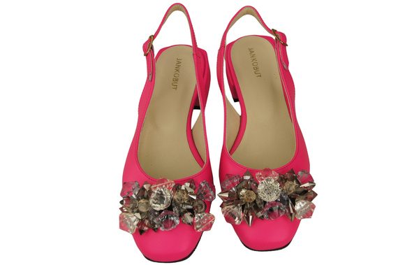 Obuwie Damskie Sandały Neonowy Róż z Kryształkami Skóra naturalna 215 ElitaBut