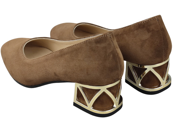Comfortable Women's Shoes Pumps with Decorative Heel Natural Suede Leather 219 From ElitaBut