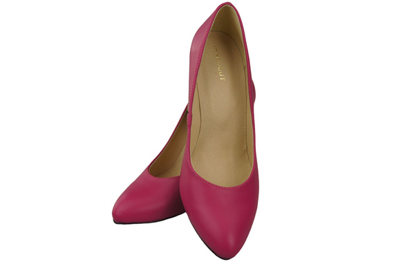 Obuwie Damskie Czółenka Purpurowe Skóra naturalna Kolorowy Ozdobny Obcas 194 ElitaBut