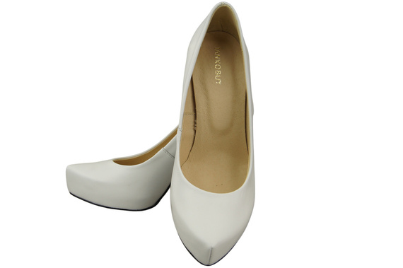 Obuwie Damskie Białe Czółenka Szpilki skóra naturalna 205 ElitaBut