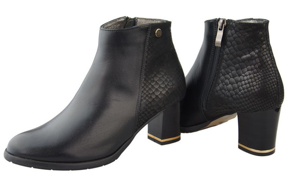 Obuwie Botki Damskie skóra naturalna Czarne 936 Z ElitaBut