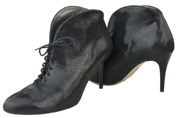 Obuwie Botki Damskie Wiosna / Jesień skóra naturalna Czarne Wytłaczane 955 ElitaBut