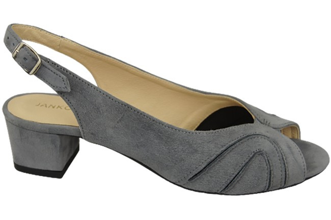 Obuwie Damskie Sandały  skóra naturalna zamszowa Popielate 991 ElitaBut