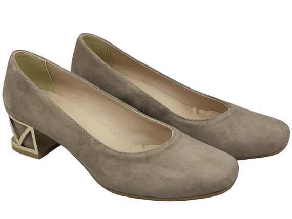 Comfortable Women's Shoes Pumps with Decorative Heel Natural Suede Leather 219 From ElitaBut