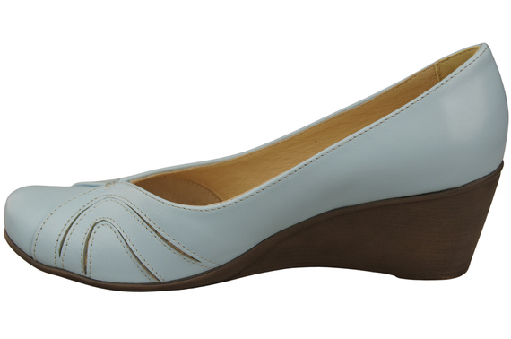 Women's Black Natural Leather Wedge Pumps 828 ElitaBut