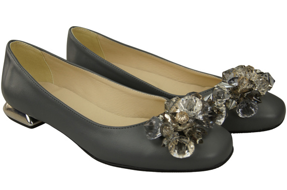 Women's Pumps with Crystals Flat Natural Leather 216 ElitaBut