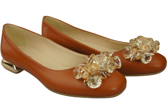 Women's Pumps with Crystals Flat Natural Leather 216 ElitaBut
