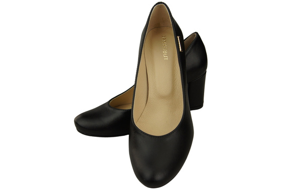 Obuwie Klasyczne Czółenka Damskie Czarne z Naturalnej Skóry Migdałowy Nosek 201 ElitaBut