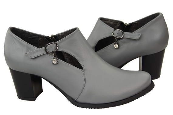 Obuwie Botki Damskie Skóra Naturalna Popiel 109 ElitaBut