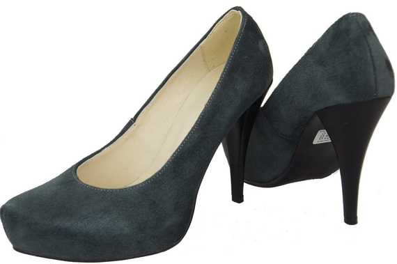 Obuwie Damskie Czółenka Grafit Skóra naturalna Zamszowa 644 ElitaBut