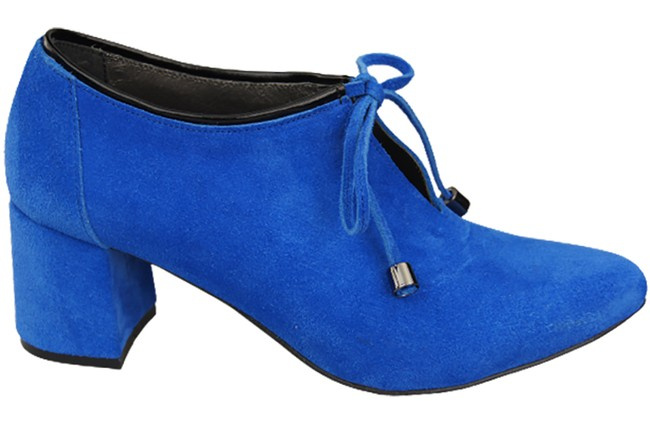 Obuwie Damskie Półbuty Lazurowe  Skóra naturalna welurowa 183 ElitaBut